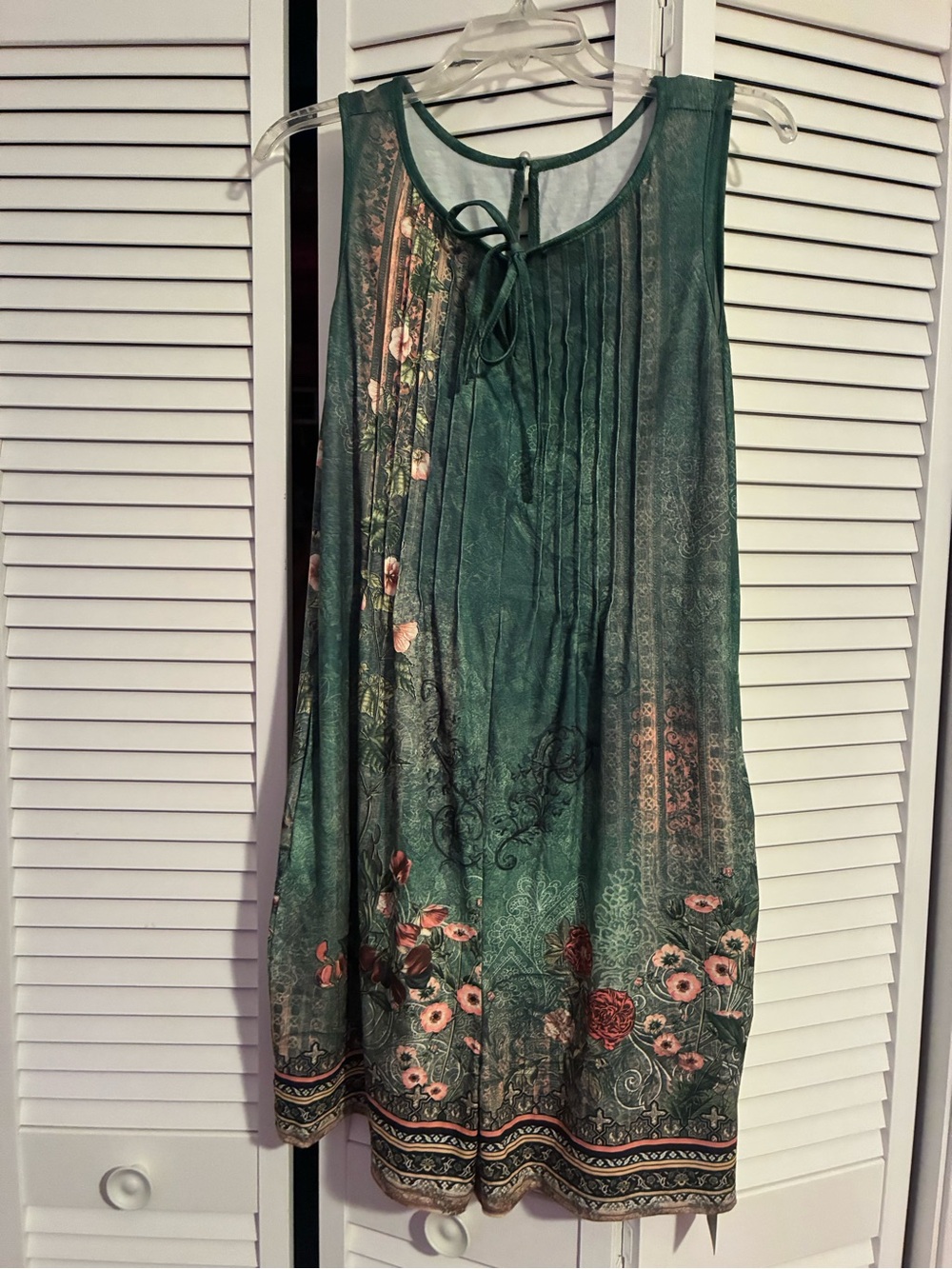 Green Floral Sleeveless Tie-Neck romper